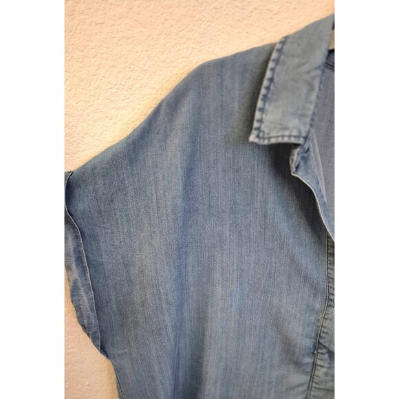 Z Avenue Blue Chambray Look Dolman Sleeve Tencel Tunic Top XL EUC - Picture 2 of 6